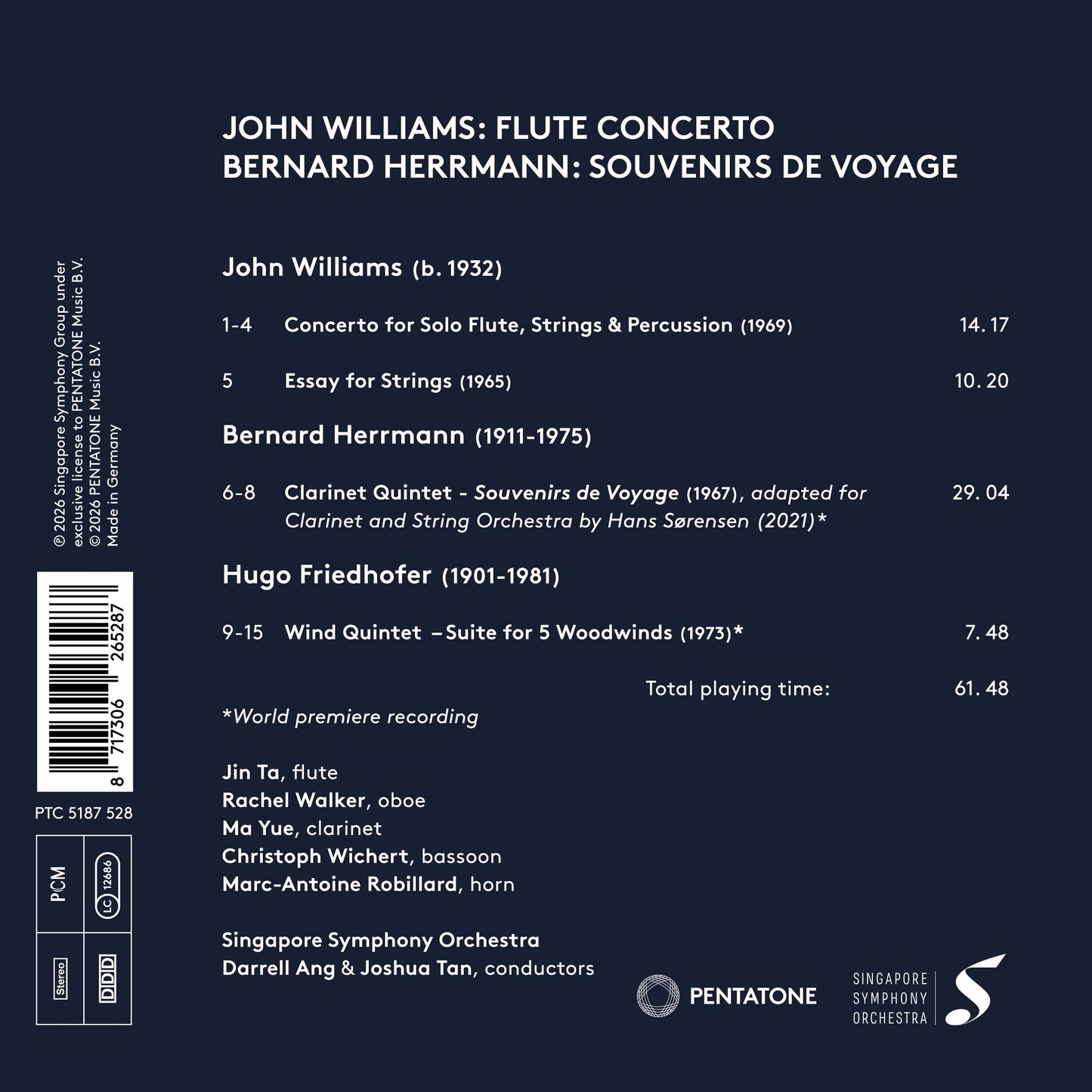 John Williams: Flute Concerto | Bernard Herrmann Souvenirs de Voyage